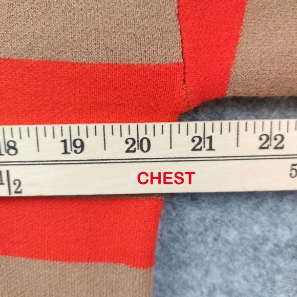 Tahari Turtleneck Sweater Size M Tan Red Stripe Knit Pullover Classic Cozy Chic - Picture 4 of 13